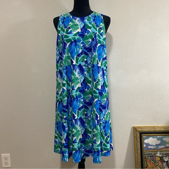 Lauren Ralph Lauren Blue and Green Midi Dress - Picture 1 of 5
